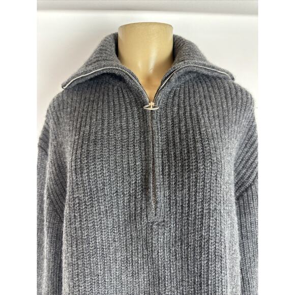 NILI LOTAN 100% Cashmere Sweater Zip Turtleneck Size Small Gray - Picture 2 of 9